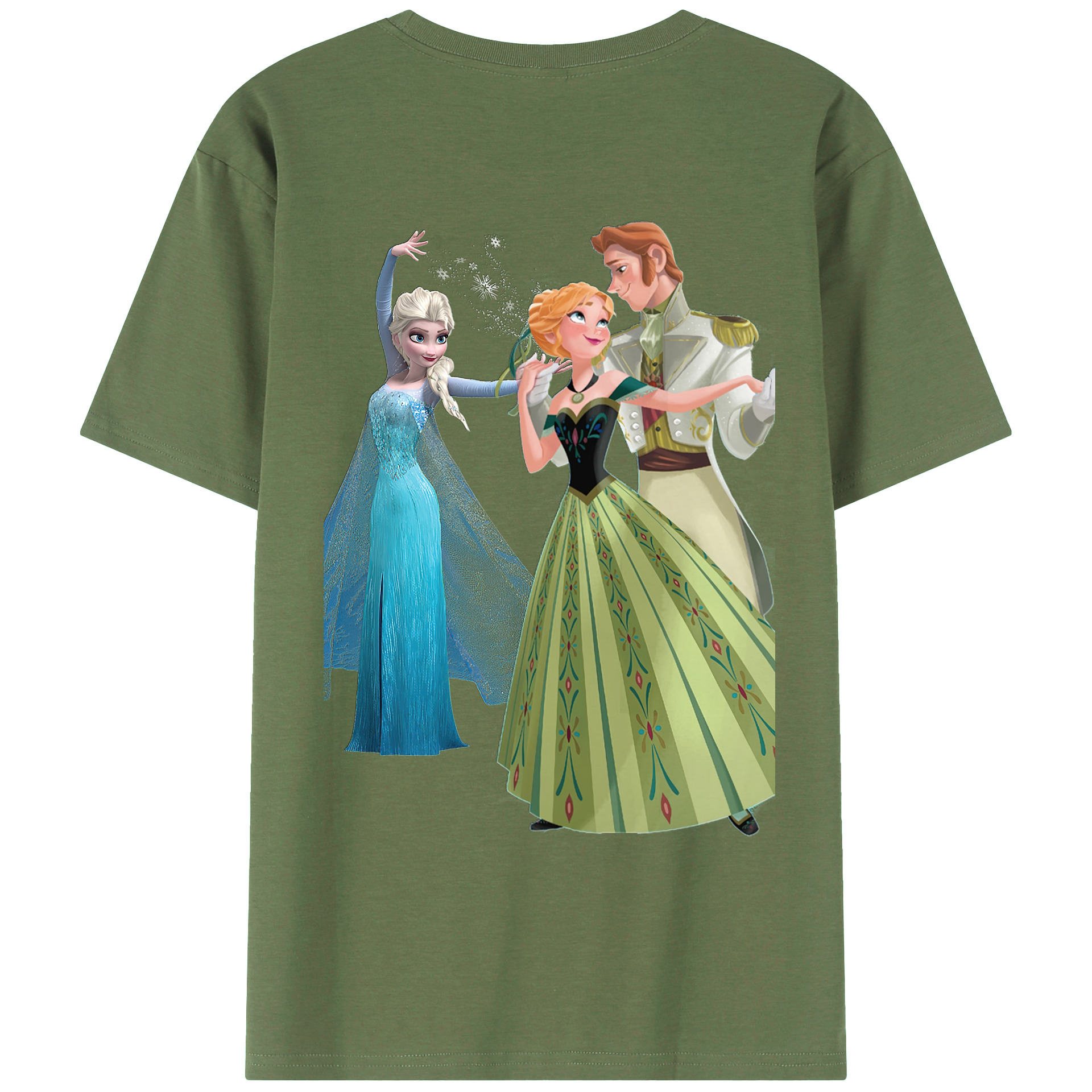 （画像用） アナと雪の女王 アンナ エルサ Frozen Anna Elsa 綿100％ メンズ半袖Tシャツ（バックプリント） 通気性